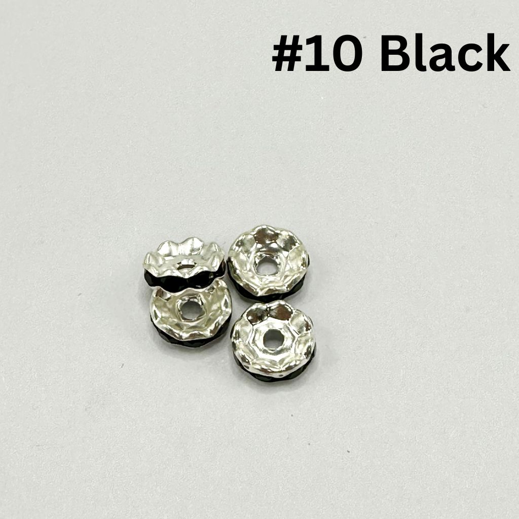 Wavy Shape Metal Spacers with Rhinestones in Solid Colors, 10mm