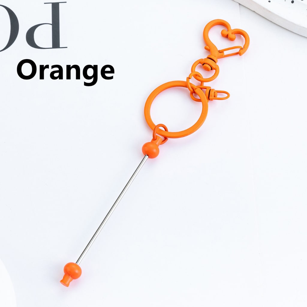 Metal Keychain with Bar and Heart Shape Clasp in Solid Color DIY Beadable 154MM