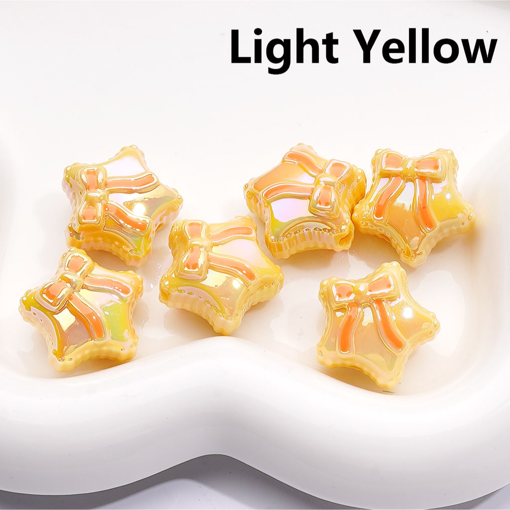 UV Coated Acrylic Beads Shiny Five-Pointed Star with Bowknots Multi-Color 20MM (Single Color is available for 200pcs(Whole Bag))
