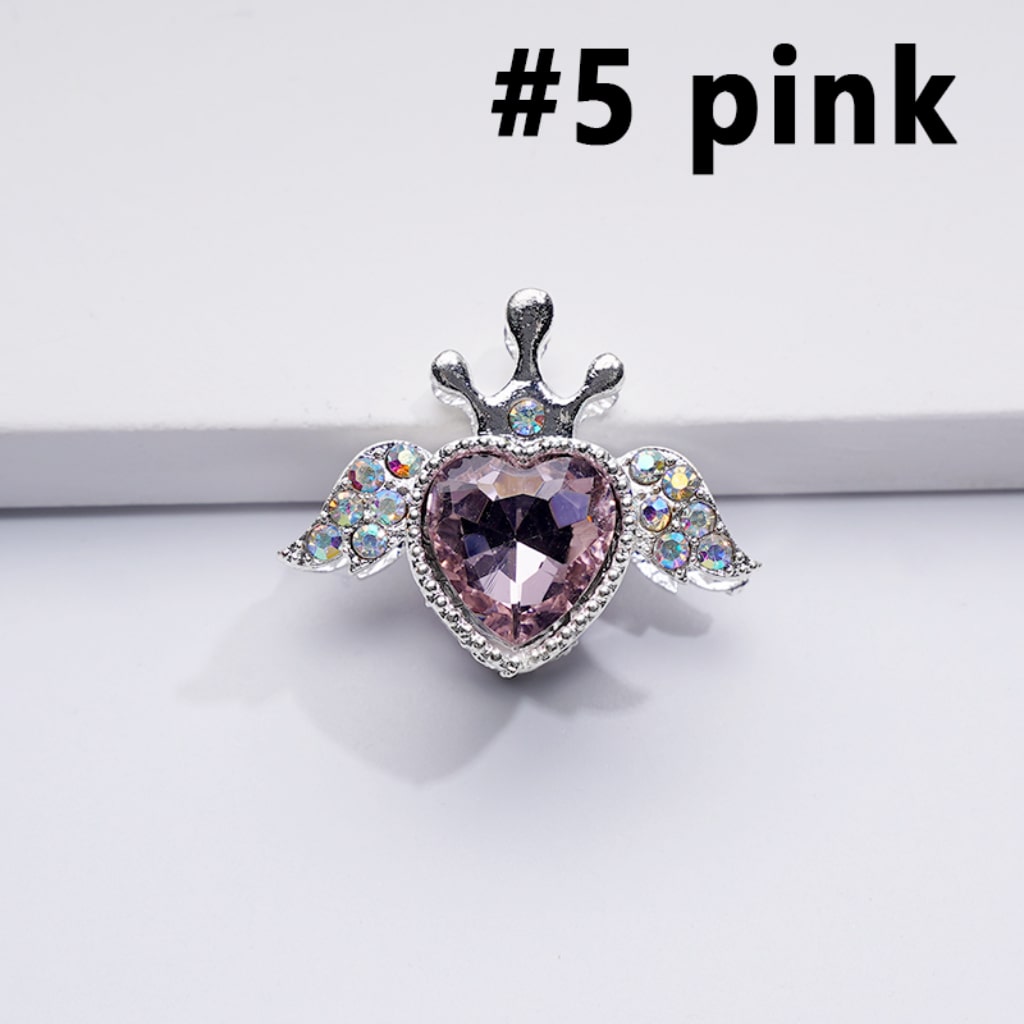 Fancy Bling Bling Silver Alloy Heart Angel Crown with Large Heart Inside Mini AB Rhinestones Beads, Around 25*20MM