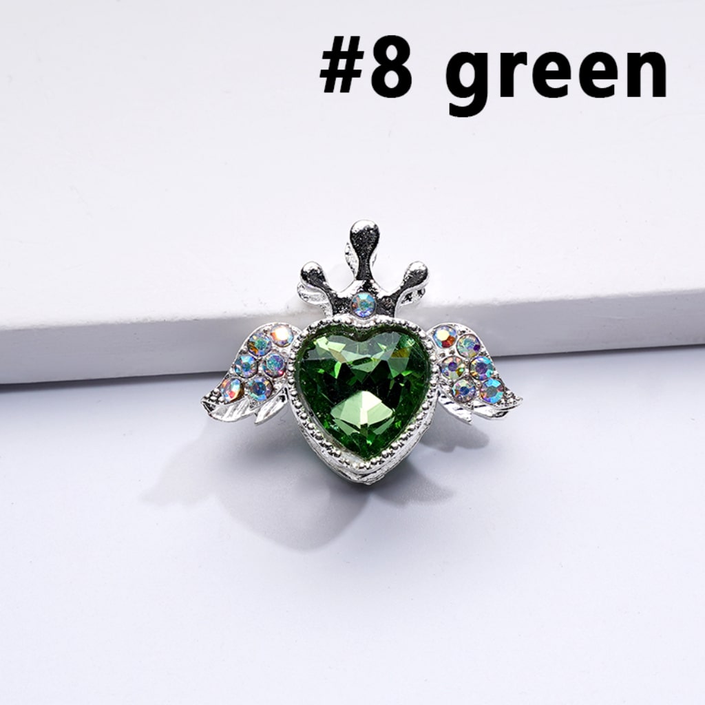 Fancy Bling Bling Silver Alloy Heart Angel Crown with Large Heart Inside Mini AB Rhinestones Beads, Around 25*20MM