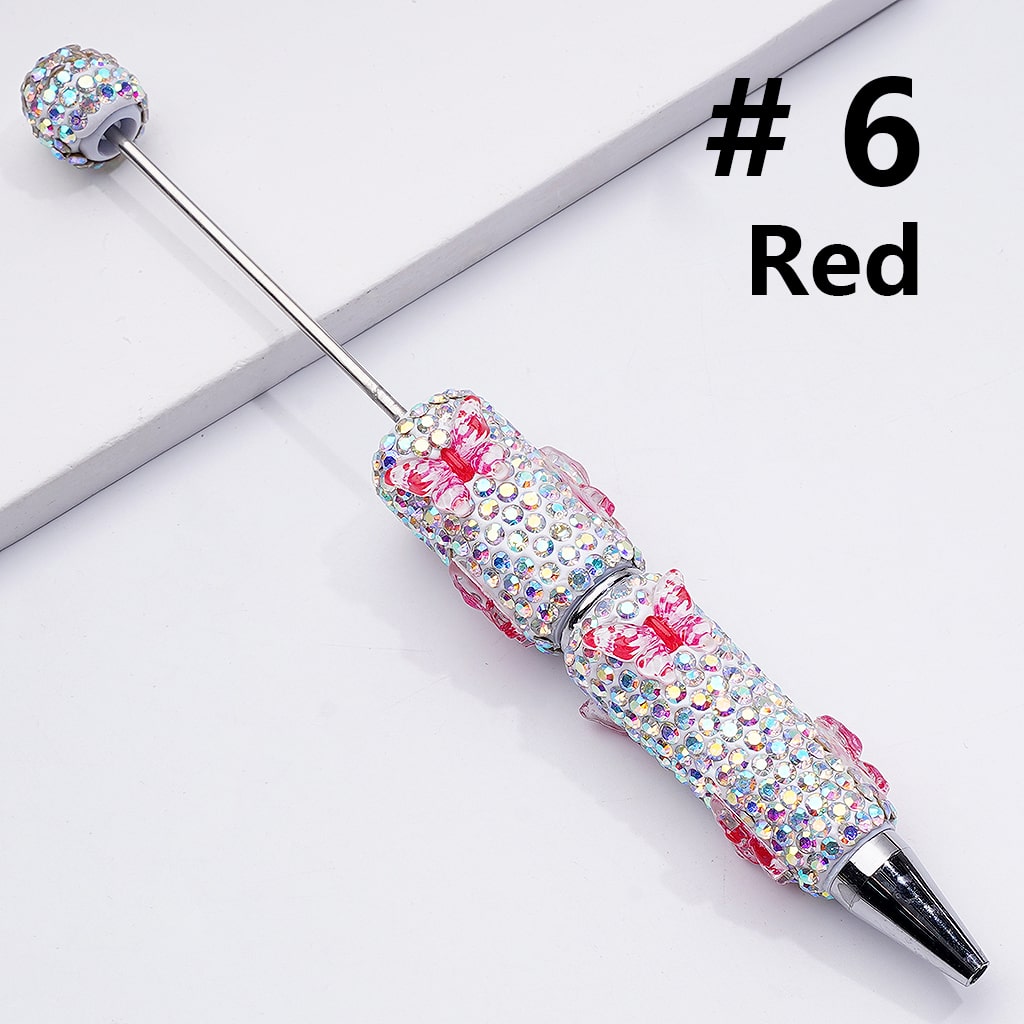 Black Rhinestones Double Color Butterfly Beadable Clay Pens