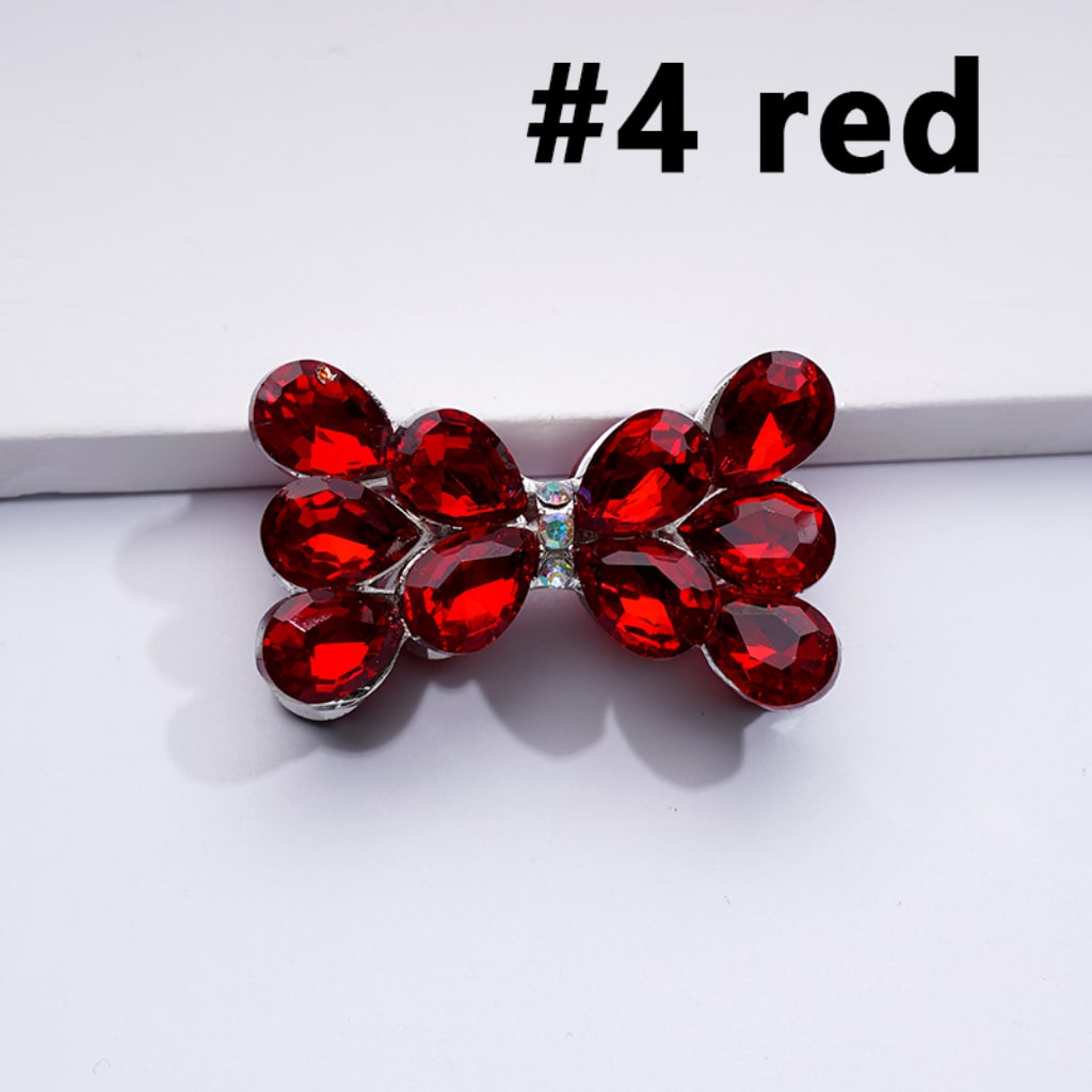 Silver Alloy Bling Bling Fancy Bowknot with Colorful & AB Shiny Rhinestones Beads, Around 37*22MM