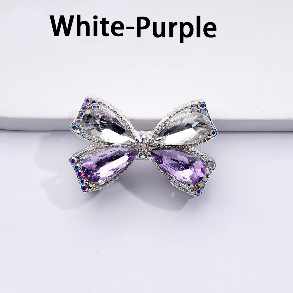 Dazzling Silver Bowknot Beads 24*38MM, Alloy Embellishments with Sparkling Rhinestones