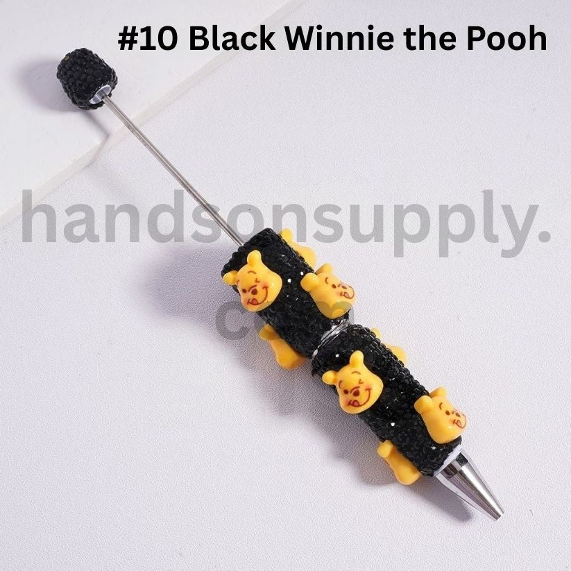 Winnie the Pooh & Friends characters Beadable Clay Pens with AB Black Rhinestones