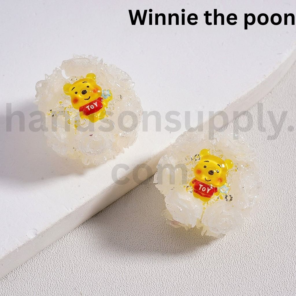 Luminous Cartoon Flower Characters Kuromi, Donald Duck, Minnie, Winnie the Pooh, Hello Kitty, Stitch, James P. Sullivan, Capybara, Cinnamonroll Acrylic Beads Multi Color Mix