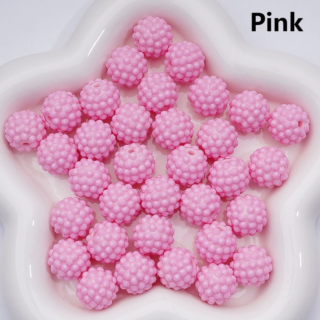 Waxberry Ball Round Acrylic Beads Solid Color with Sparkling Rhinestones,16MM Accent Beads