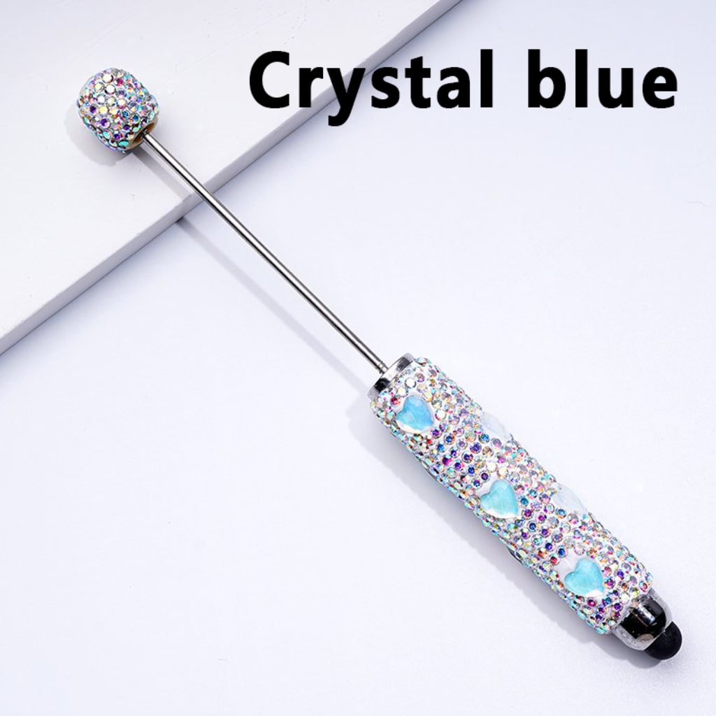 Colorful Heart Rhinestones Mini AB Rhinestones with Beadable Clay Stylus Pens Covered the Entire Pen