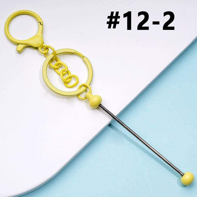 Bar with Metal Beadable Keychain and Lobster Clasp in Solid Colors