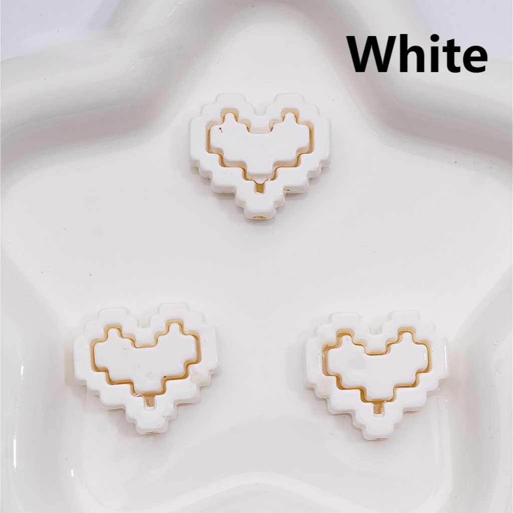 Hearts & Hearts Frame Puzzle Set Acrylic Beads Cute 30*26MM (1pcs heart + 1pcs heart frame is 1 set, 20pcs is 10 sets, Single Color is available for 200 sets Whole bag)