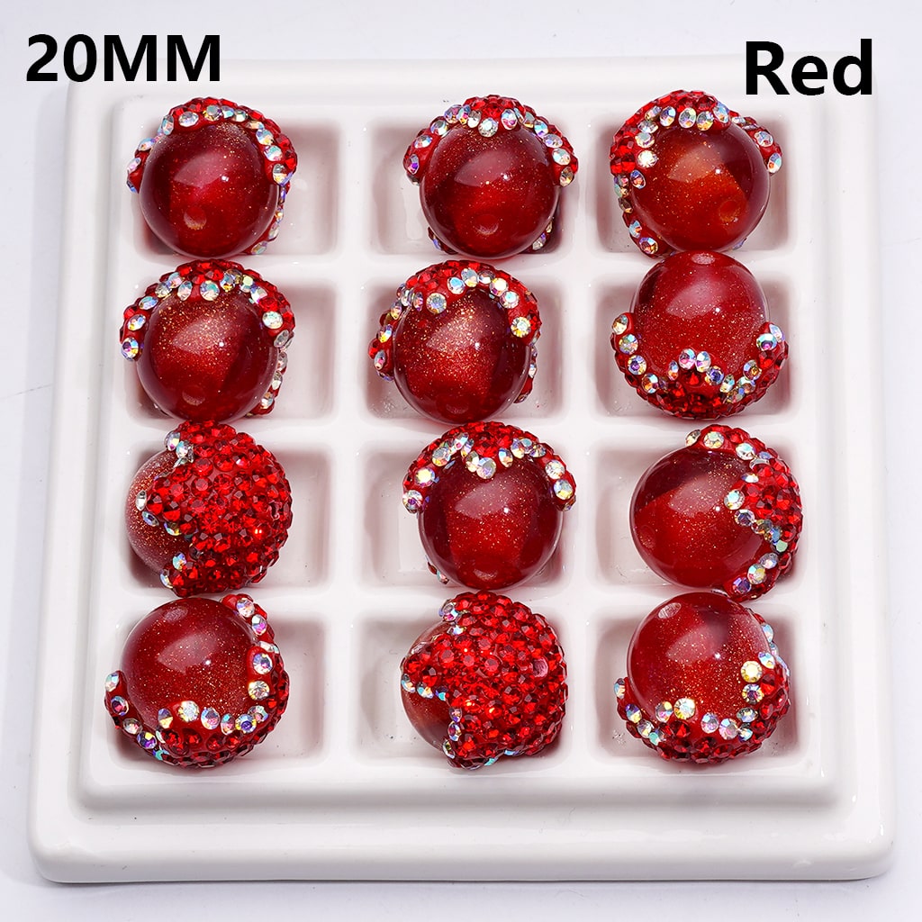 Luminous Flower Design with Sugar Core & AB Rhinestones Clay Acrylic Beads Multi-Color 20MM