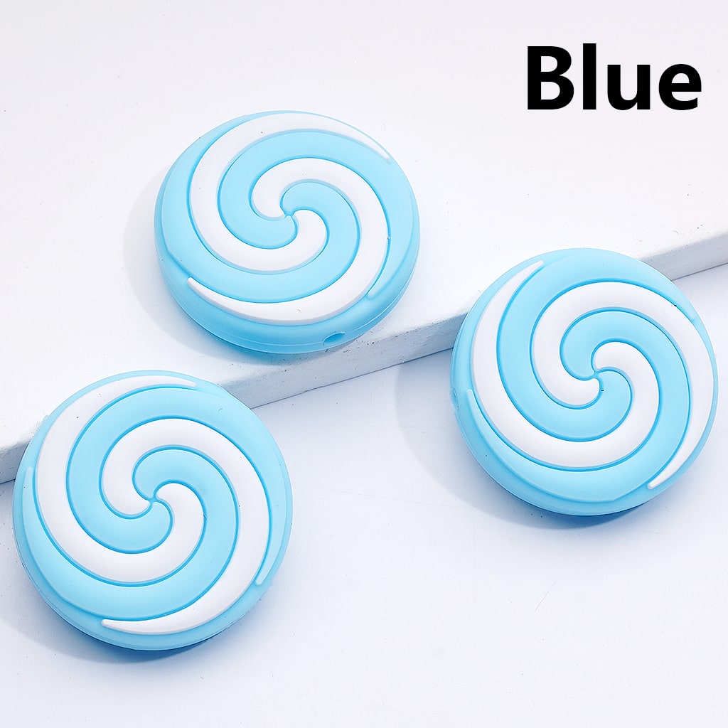 Round Pink White Lollipop Candy Silicone Focal Beads