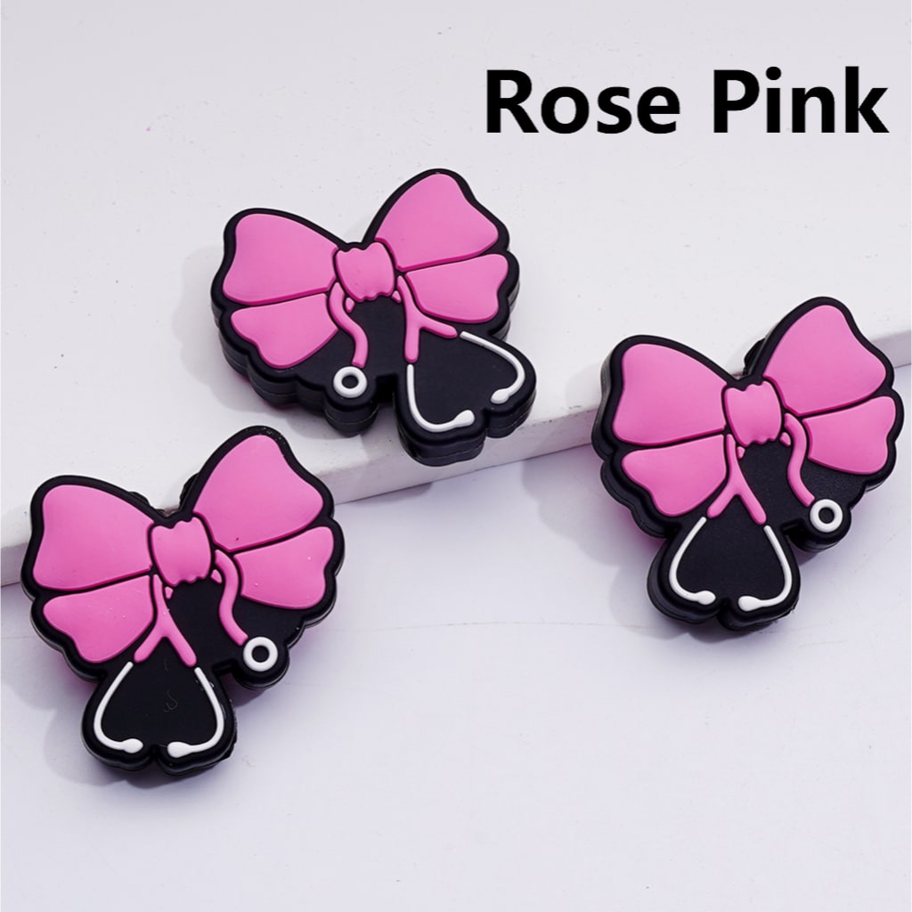Cute Bowknot with Stethoscope Silicone Focal Beads