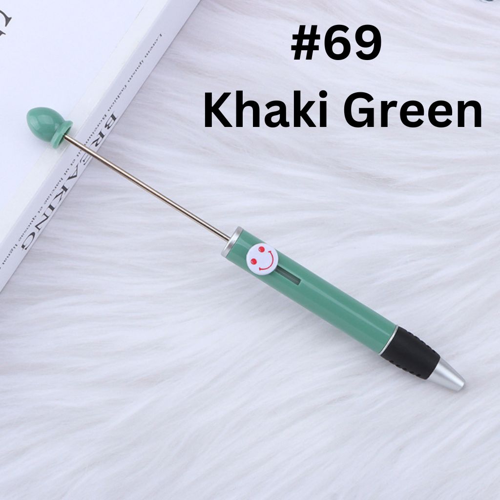 Fashionable DIY Plastic Beadable Pen with Smile Emoji in Solid Colors
