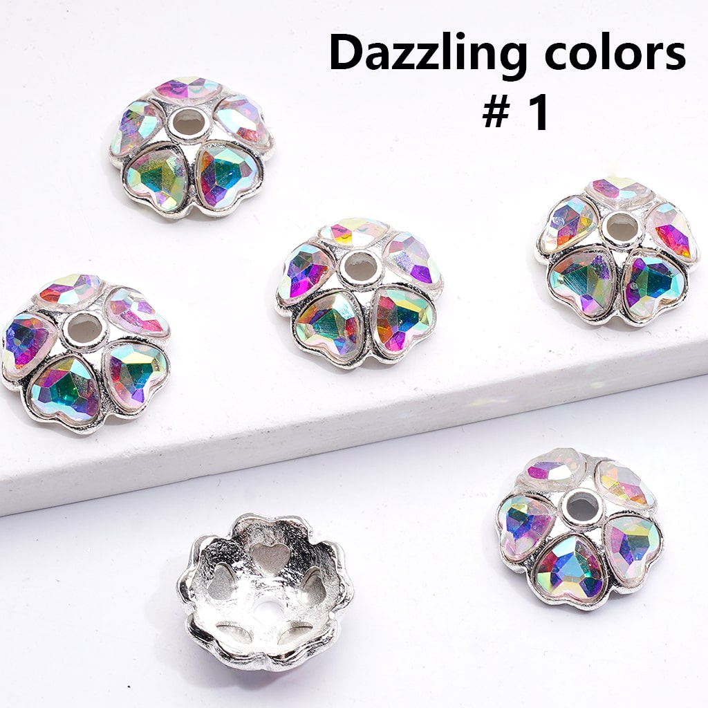 Metal Alloy Beads Cage Cap Heart Rhinestones Silver 16MM (Single Color is available for 100pcs(Whole Bag))
