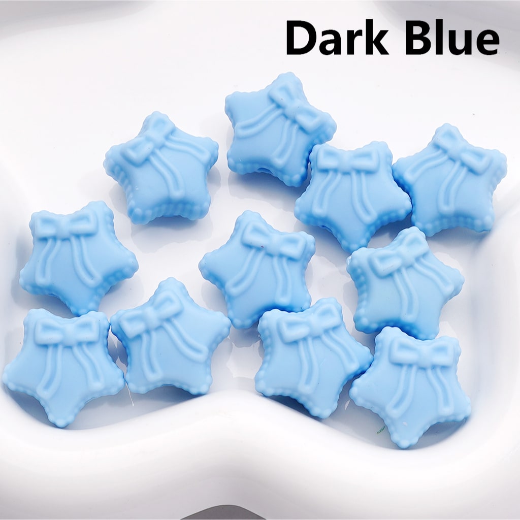 Rubber Coated Acrylic Beads Five-Pointed Star with Bowknots (Single Color is available for 200pcs(Whole Bag))