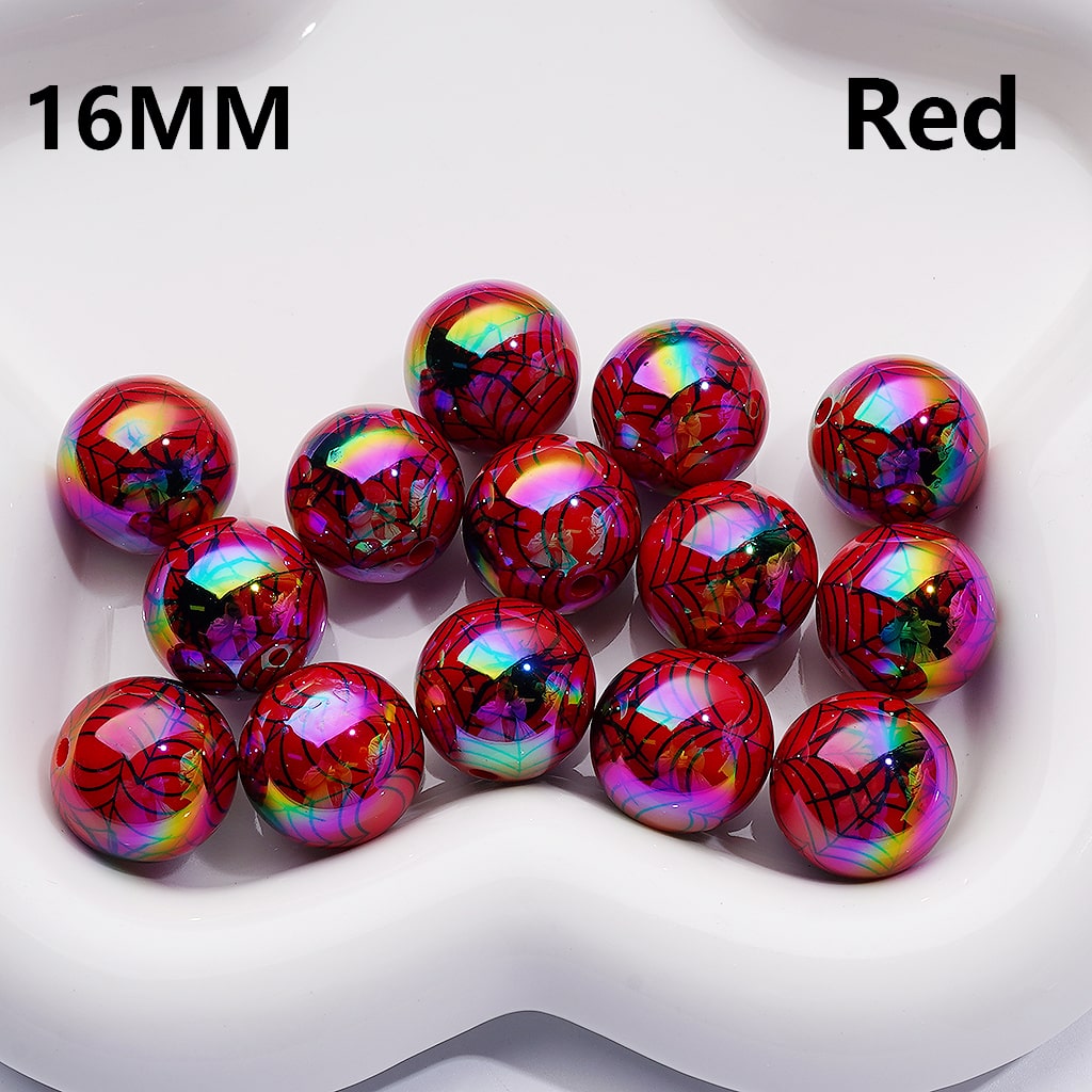 Halloween Spider Web Pattern UV Coated Single Color Available in 200pcs Acrylic Beads 16MM (Whole Bag))