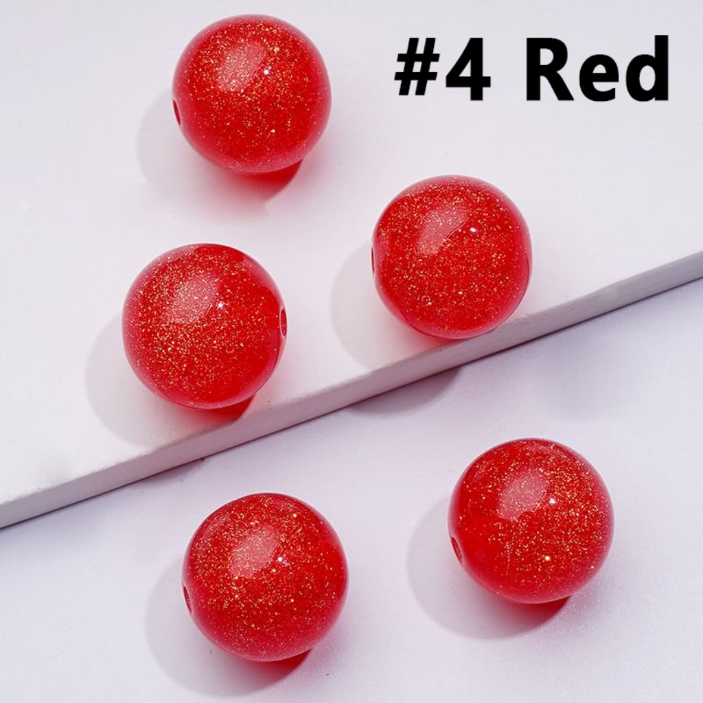 Glitter Shiny Glossy Colorful Round Acrylic Beads, 12MM