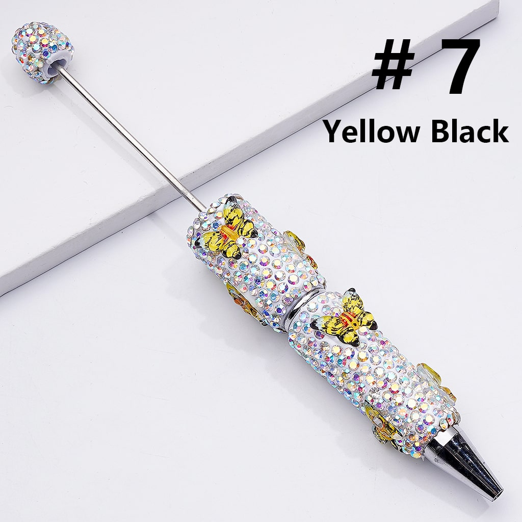 Black Rhinestones Double Color Butterfly Beadable Clay Pens