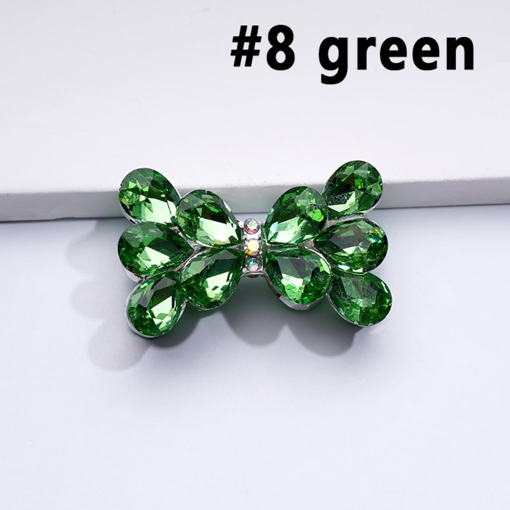 Silver Alloy Bling Bling Fancy Bowknot with Colorful & AB Shiny Rhinestones Beads, Around 37*22MM