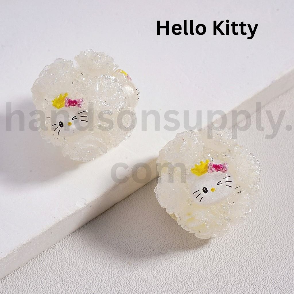 Luminous Cartoon Flower Characters Kuromi, Donald Duck, Minnie, Winnie the Pooh, Hello Kitty, Stitch, James P. Sullivan, Capybara, Cinnamonroll Acrylic Beads Multi Color Mix