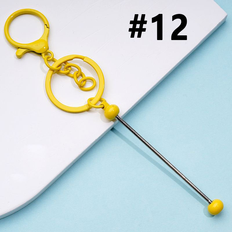 Bar with Metal Beadable Keychain and Lobster Clasp in Solid Colors