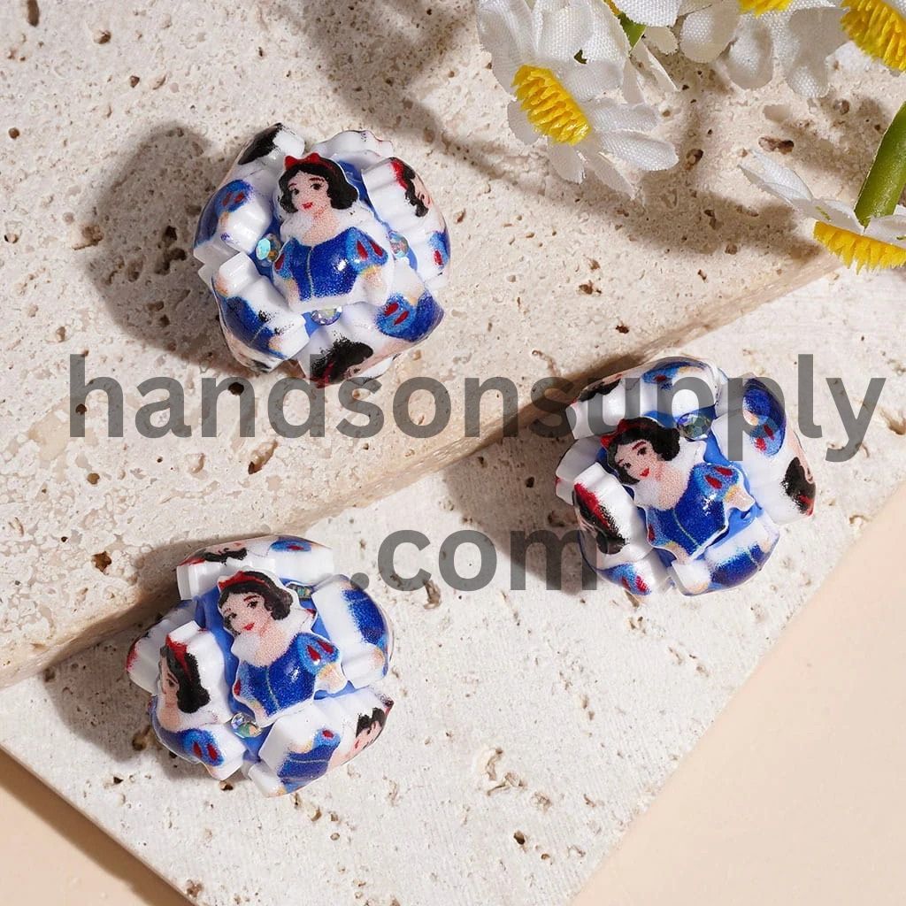 Classic Animation Pretty Princess CharacterClay Beads and AB Rhinestones, 20MM Multi-Color