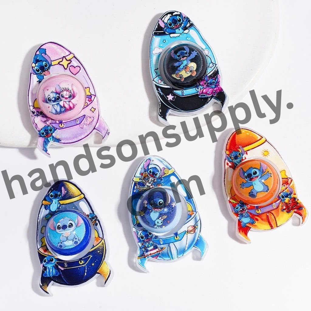 Classic Animation Blue & Pink Monster Character Hollow Rocket & Round Acrylic Beads, Random Mix