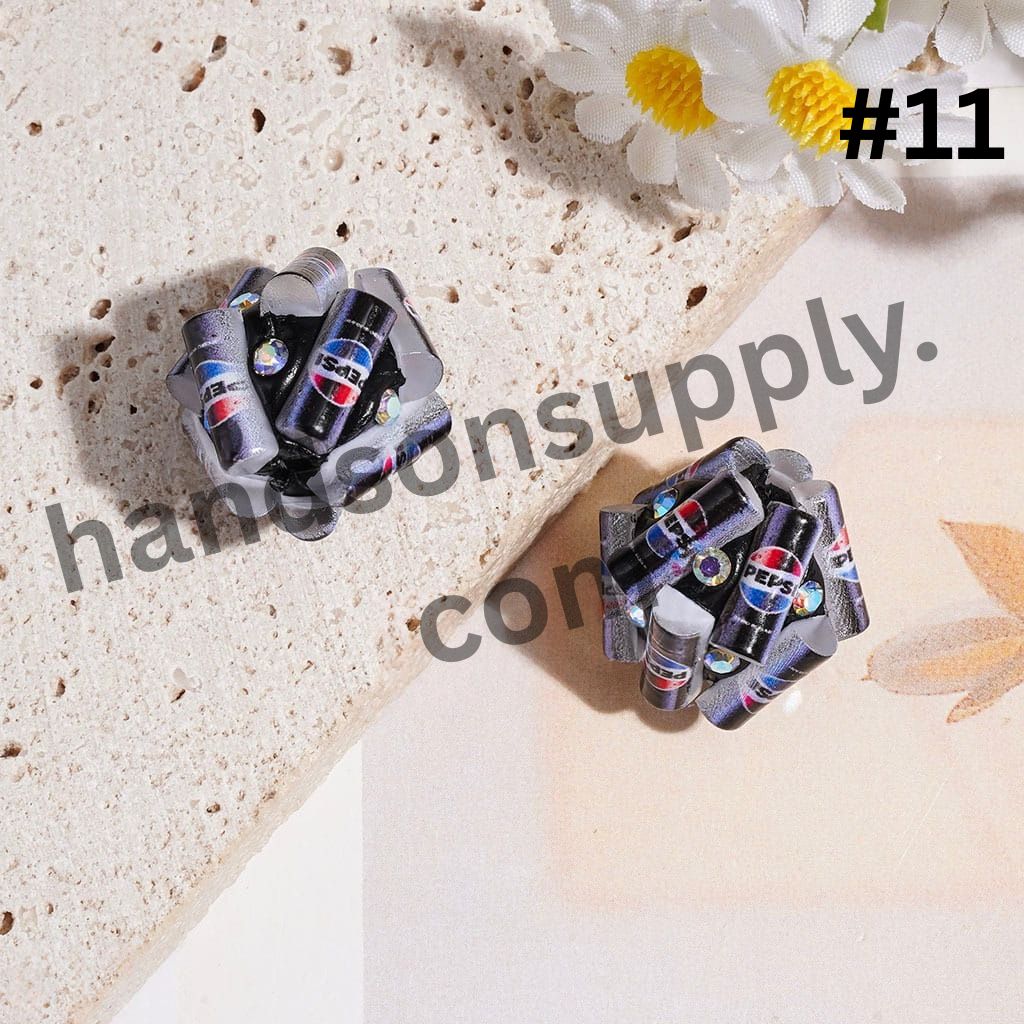 Mini Soda Soft Drink Can & Bottle Shape Clay Beads with AB Rhinestones, 20MM, Multi-Color
