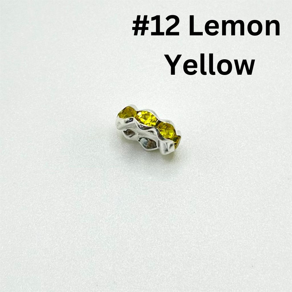 Wavy Shape Metal Spacers with Rhinestones in Solid Colors, 10mm
