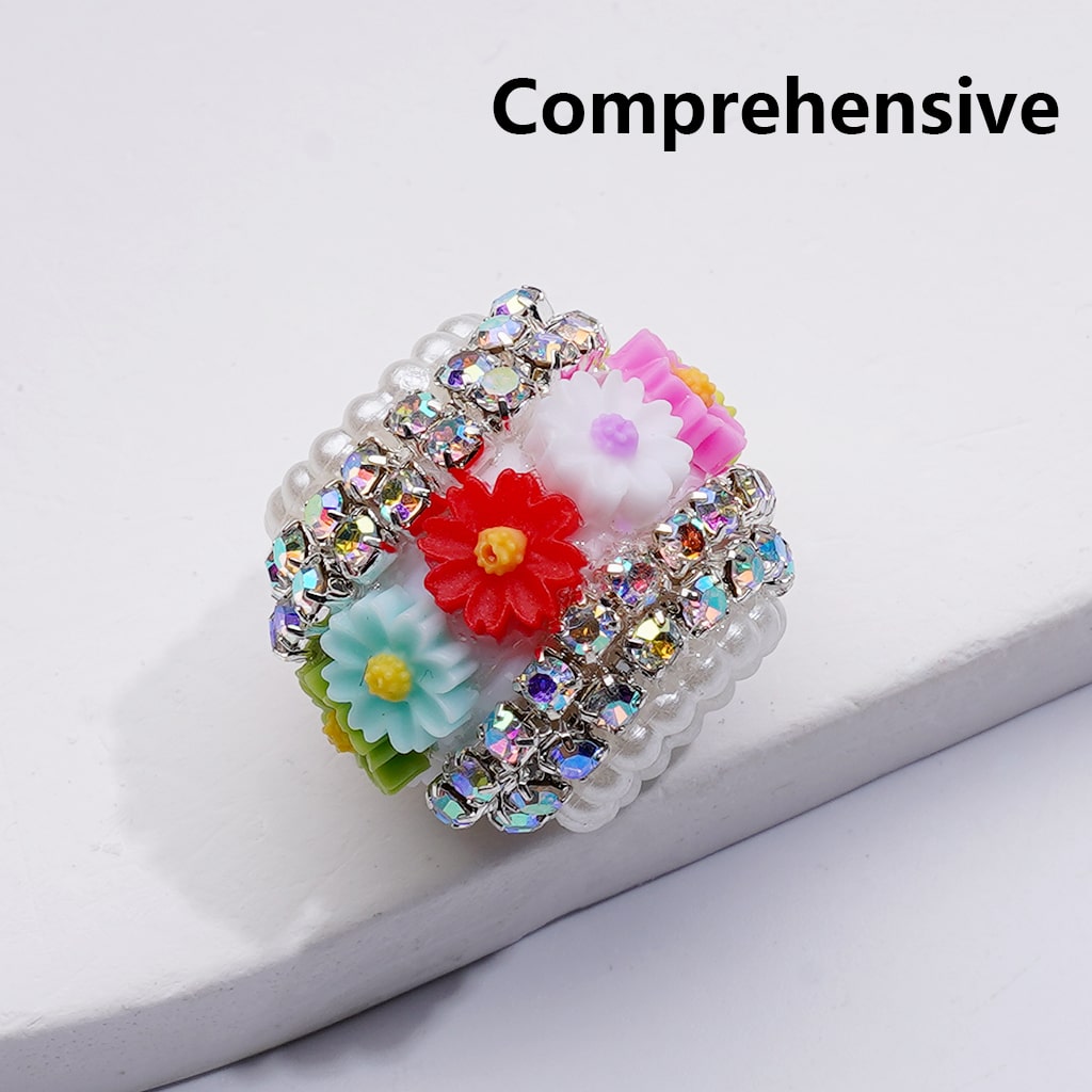 Daisy Flower Mini AB Rhinestones Chains White Pearls Loop Acrylic Beads, Around 2018M