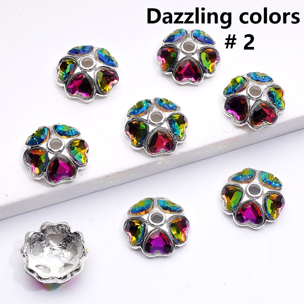 Metal Alloy Beads Cage Cap Heart Rhinestones Silver 16MM (Single Color is available for 100pcs(Whole Bag))