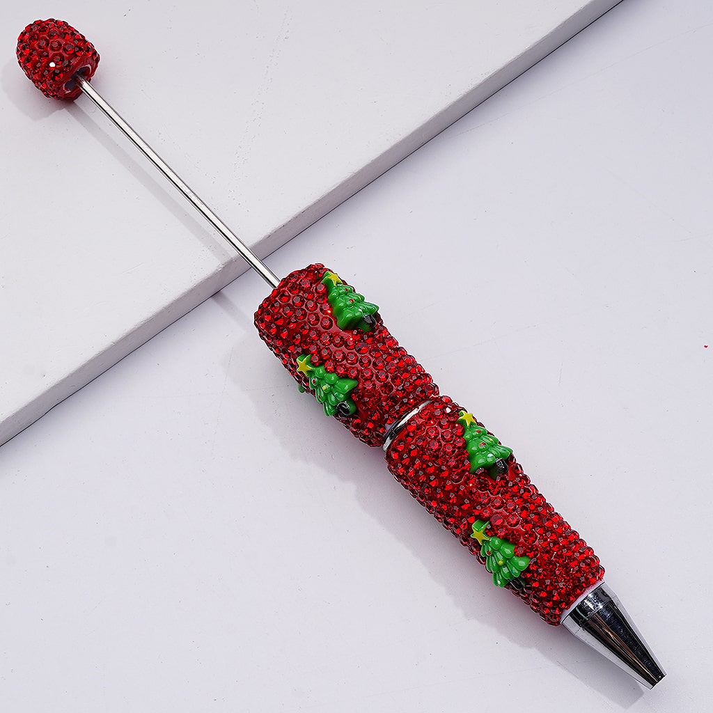 Father Christmas Tree Snowman Candy Cane Red Rhinestones Christmas Series Beadable Clay Pens