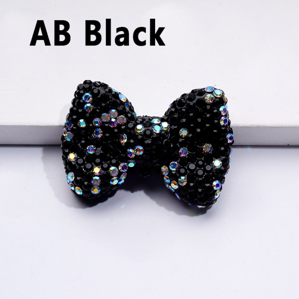 Sparkling Multi-Color Bowknot Clay Beads with Radiant Rhinestones 28x40MM