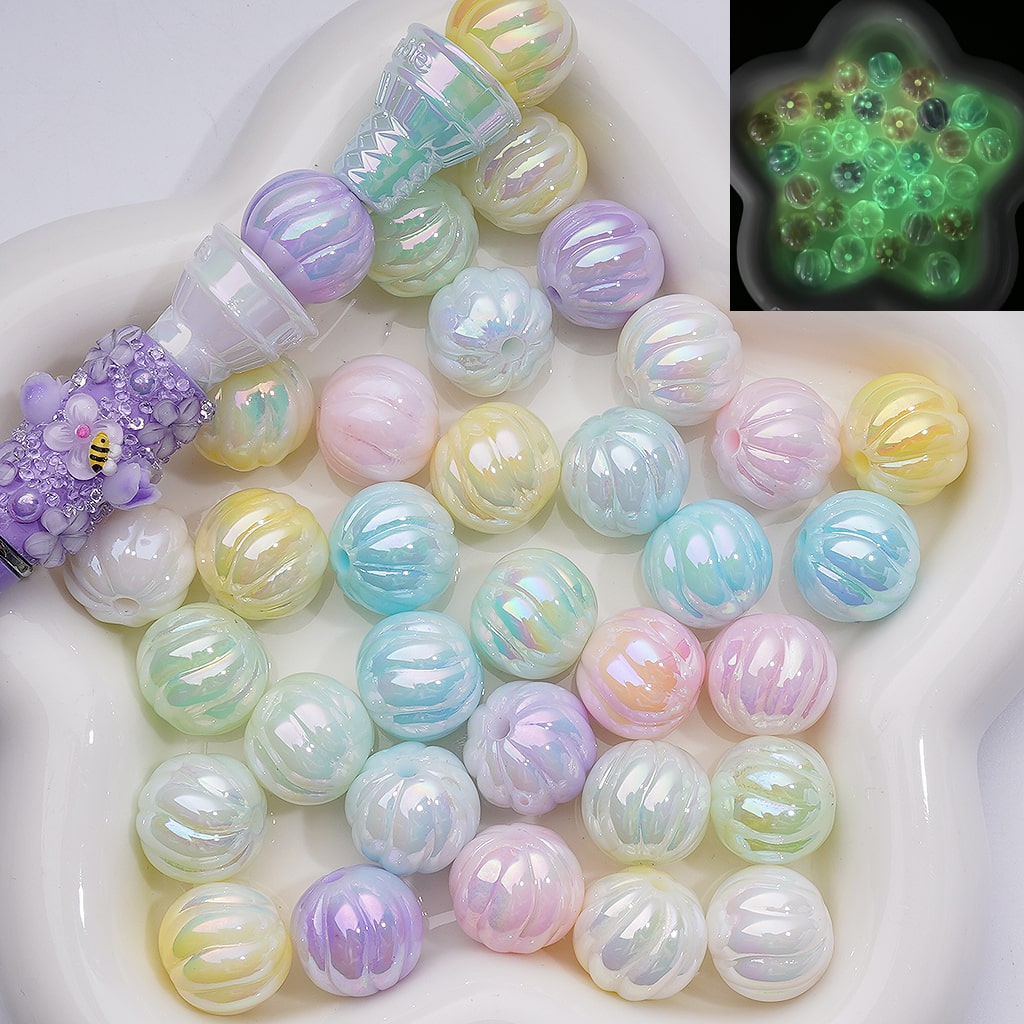 Luminous Cute Pumpkin UV Coating Acrylic Bead 16MM (Single Color is available for 200pcs Whole bag)