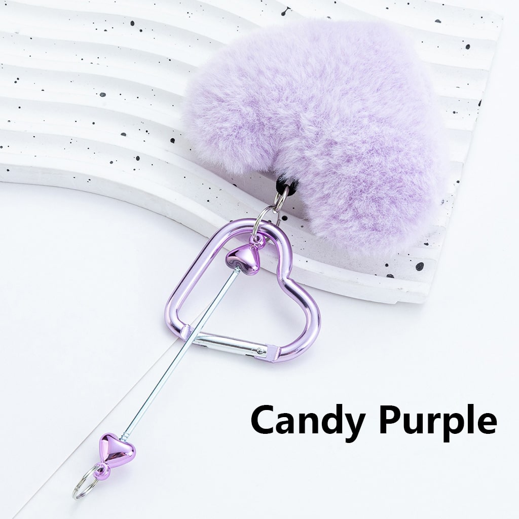 Beadable Metal Heart Shape Frame DIY Pom-Pom Heart Keychain 160MM