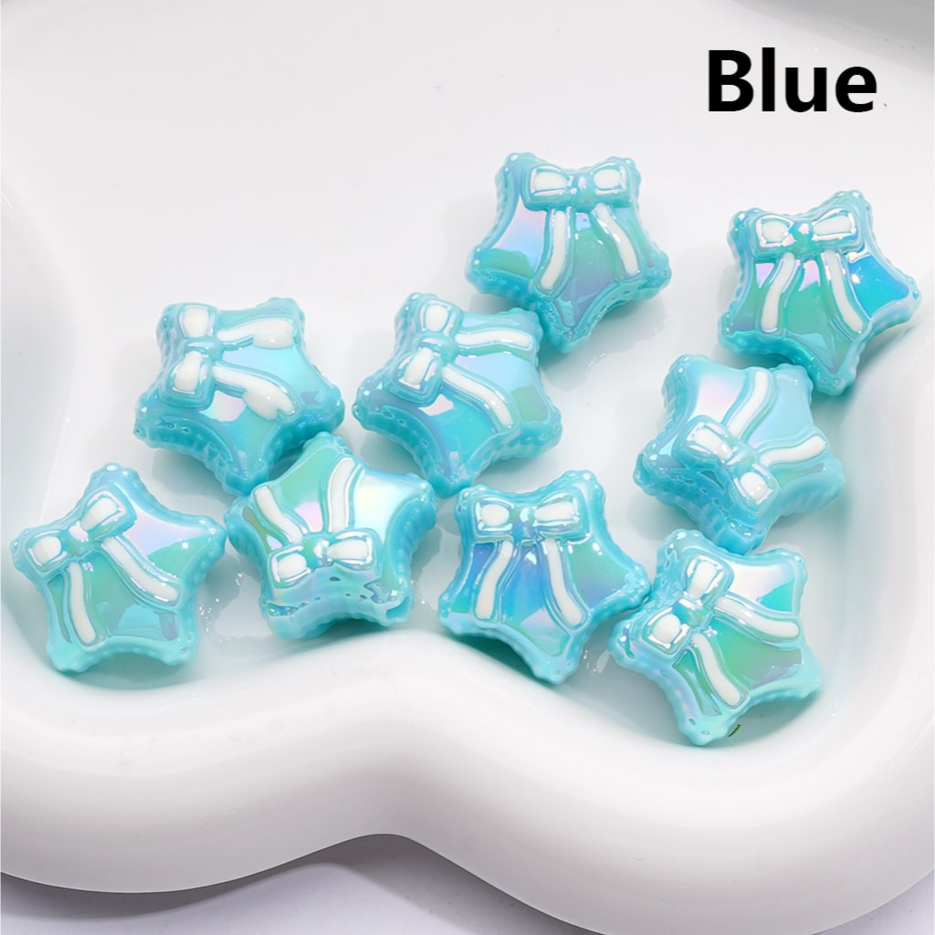 UV Coated Acrylic Beads Shiny Five-Pointed Star with Bowknots Multi-Color 20MM (Single Color is available for 200pcs(Whole Bag))