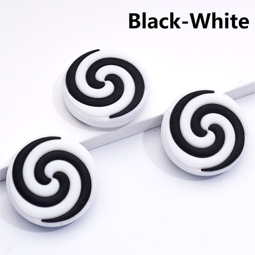 Round Pink White Lollipop Candy Silicone Focal Beads