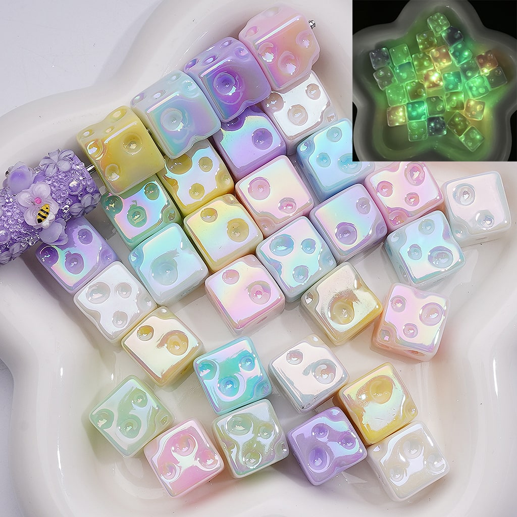 Luminous Cute Chesse UV Coating Acrylic Beads 15MM (Single Color is available for 200pcs Whole bag)