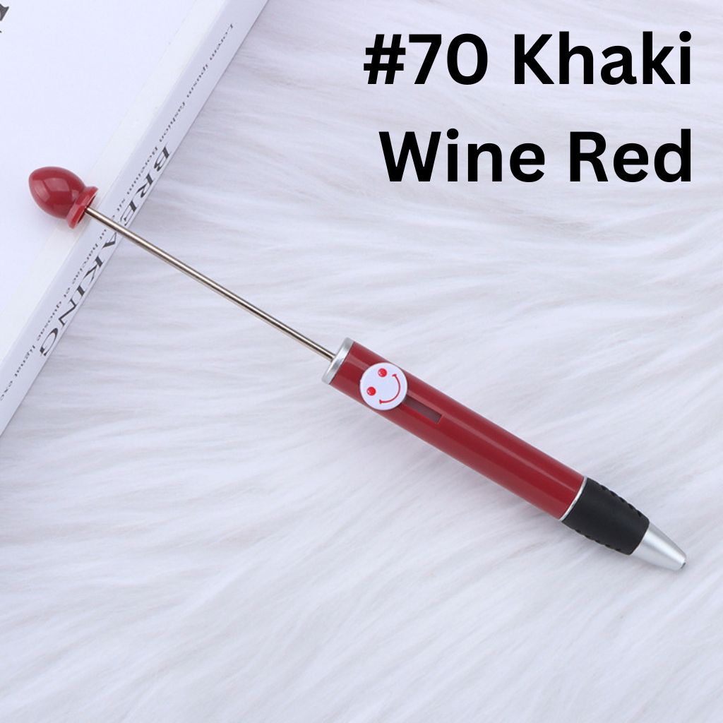 Fashionable DIY Plastic Beadable Pen with Smile Emoji in Solid Colors