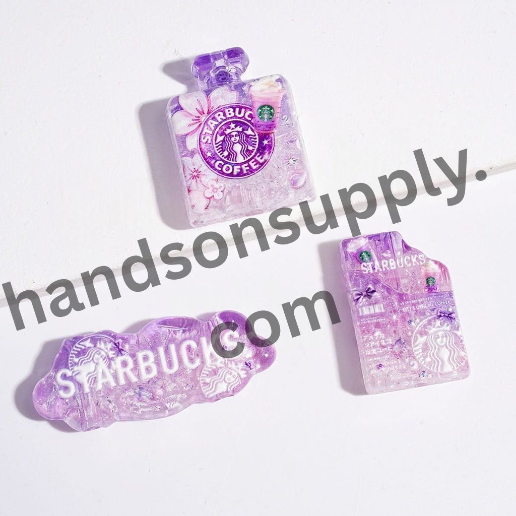 Dreamy Purple Sweet Coffee Trendy Café Theme Series Acrylic Crackle Beads, Random Mix