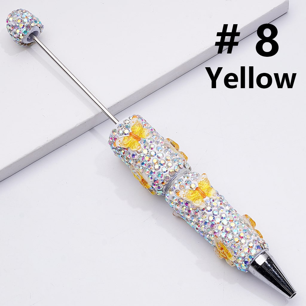 Black Rhinestones Double Color Butterfly Beadable Clay Pens