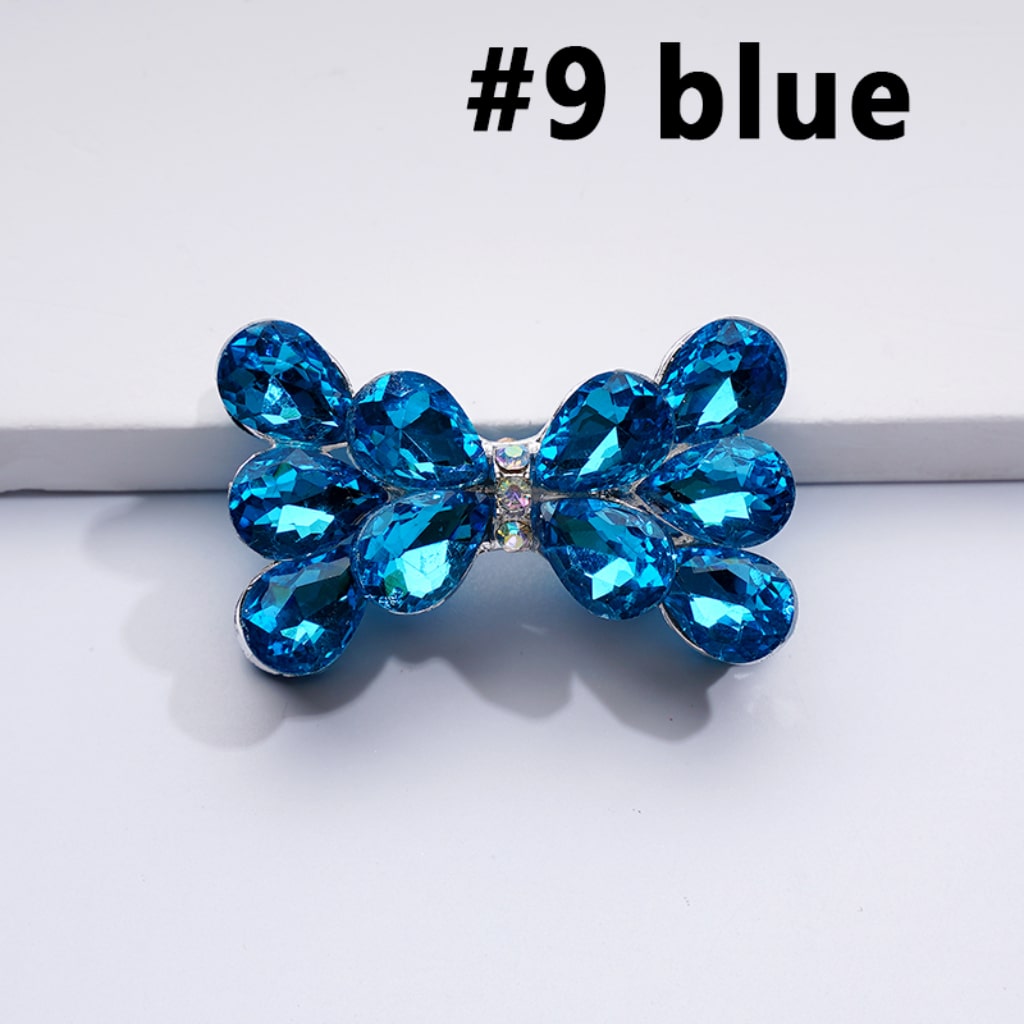 Silver Alloy Bling Bling Fancy Bowknot with Colorful & AB Shiny Rhinestones Beads, Around 37*22MM