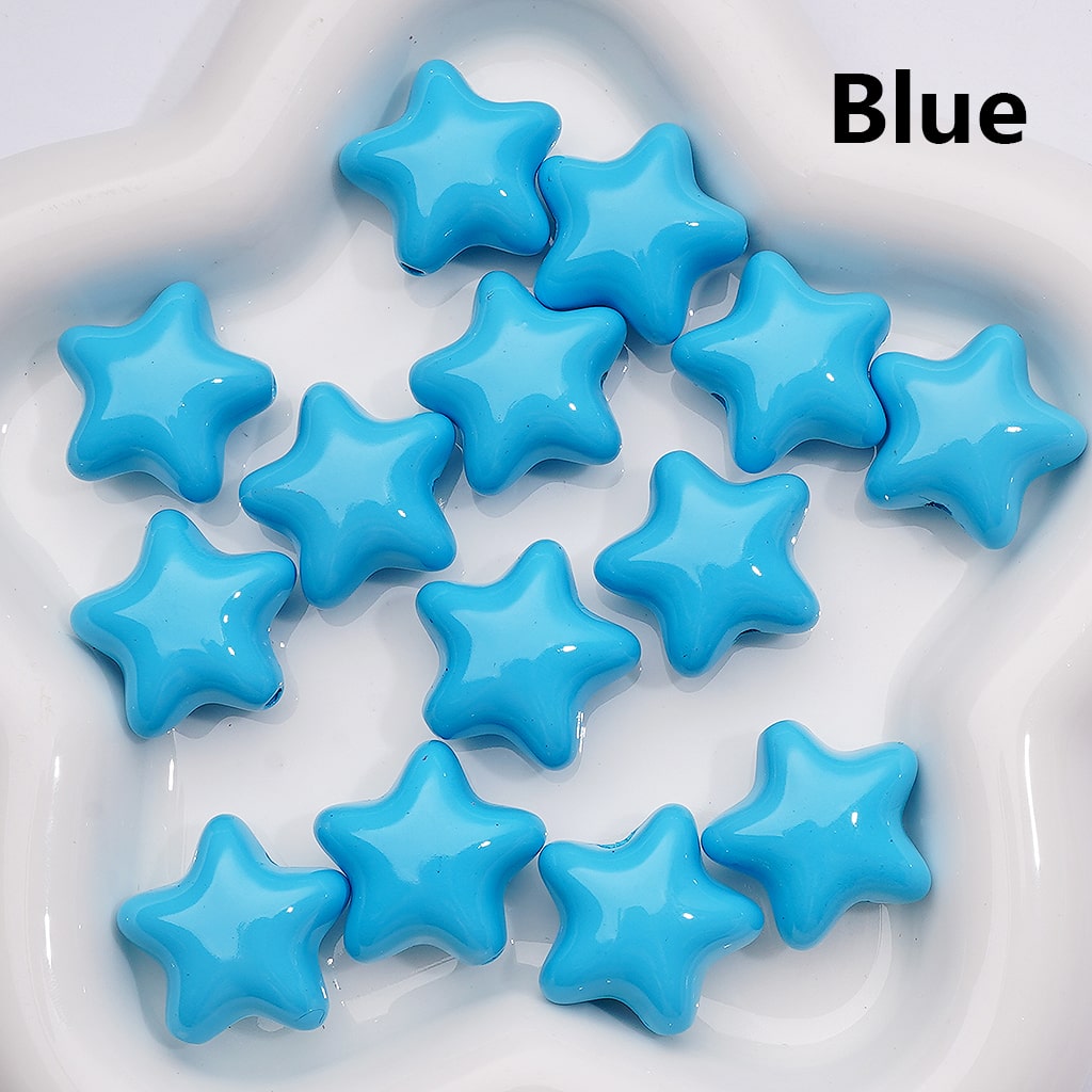 Solid Color Five-Pointed Star Acrylic Beads Stoving Varnish 23MM (Single Color is available for 200pcs Whole bag)