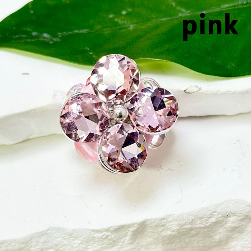 Colorful Shiny Rhinestones, Oval Pearls, and Exquisite Silver Alloy Flower Clay Beads 24MM