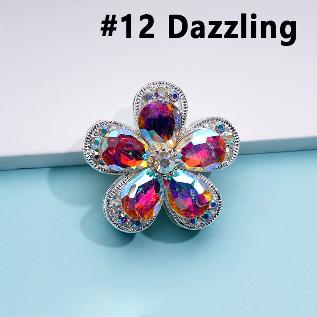 Silver Alloy Exquisite Fancy Five-Petaled Flower with Colorful & AB Rhinestones Beads, Around 38MM