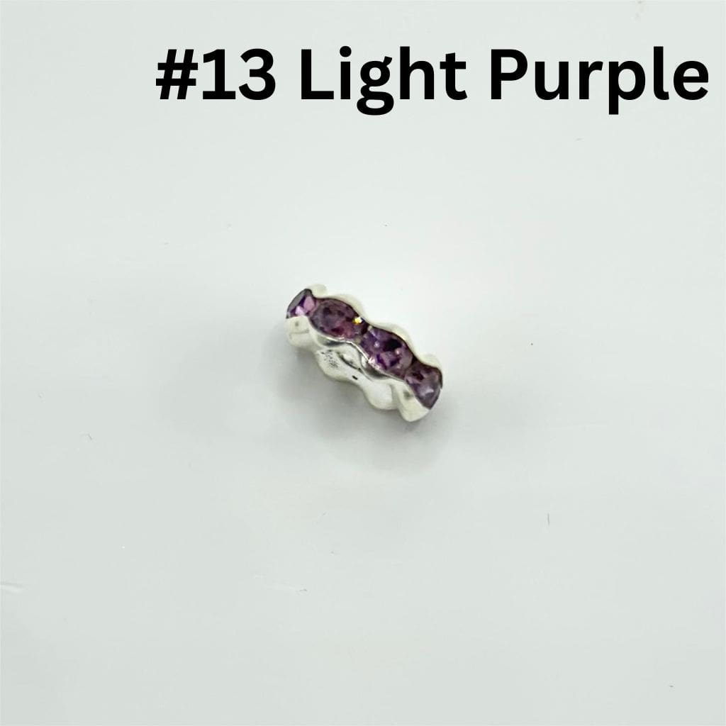 Wavy Shape Metal Spacers with Rhinestones in Solid Colors, 10mm