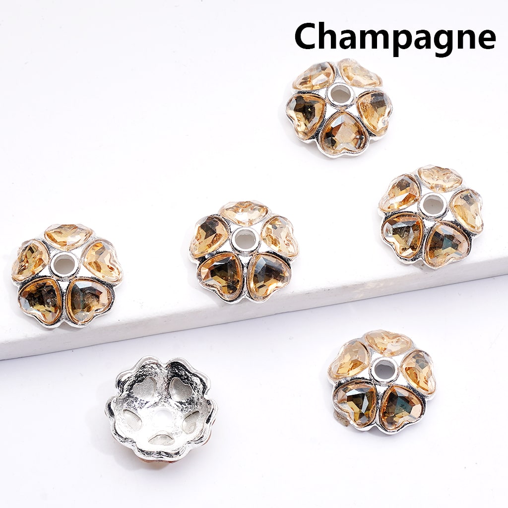 Metal Alloy Beads Cage Cap Heart Rhinestones Silver 16MM (Single Color is available for 100pcs(Whole Bag))
