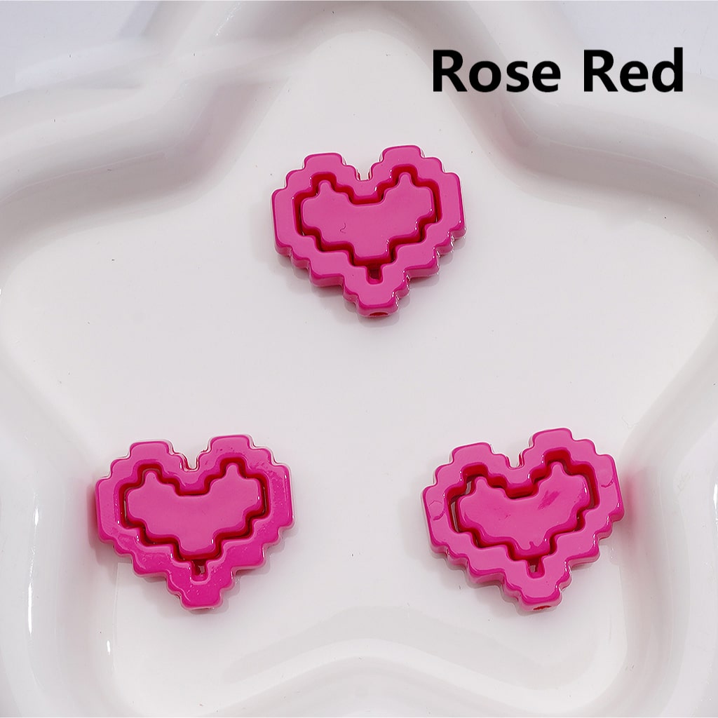 Hearts & Hearts Frame Puzzle Set Acrylic Beads Cute 30*26MM (1pcs heart + 1pcs heart frame is 1 set, 20pcs is 10 sets, Single Color is available for 200 sets Whole bag)