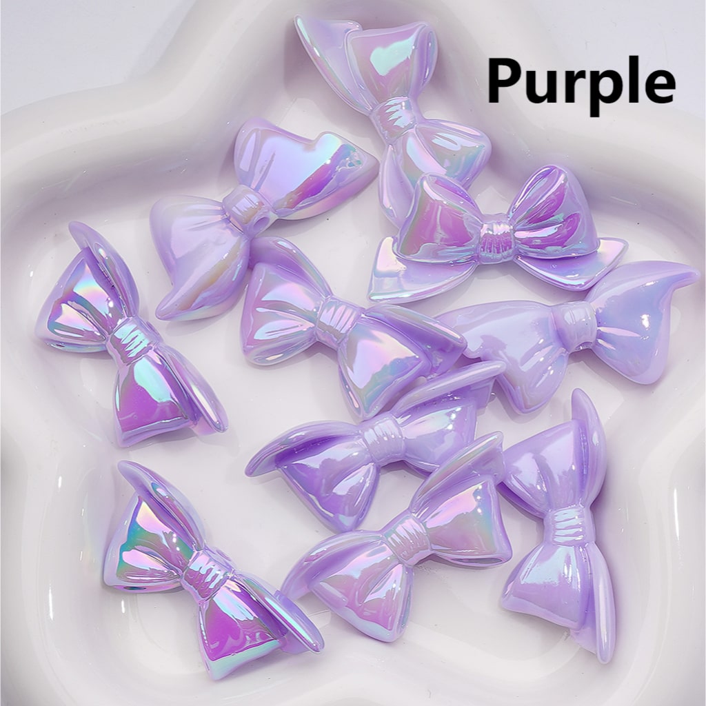 Large Luminous Bowknots UV Coating Acrylic Bead 46*21MM (Single Color is available for 200pcs Whole bag)